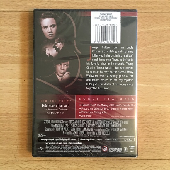 "Shadow Of A Doubt" DVD ~ NEW - Picture 2 of 2
